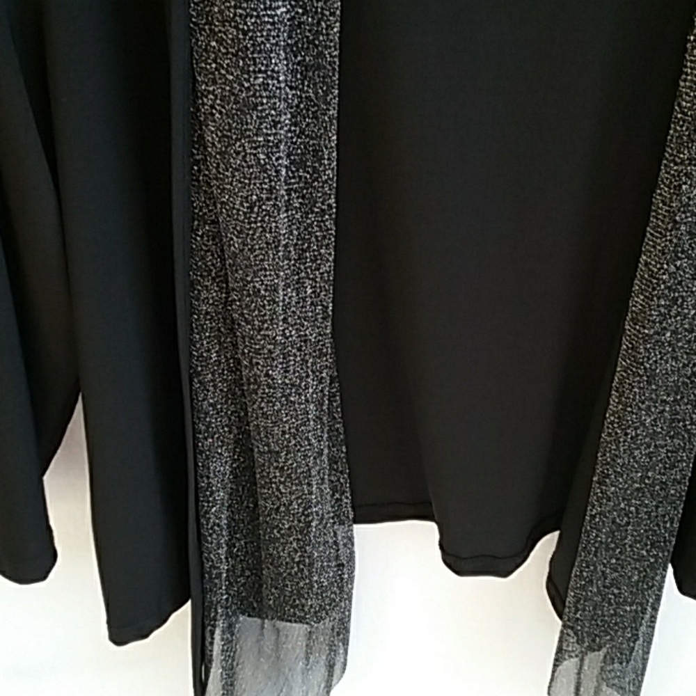 Womens black & silver dressy open collared jacket size M - Picture 2 of 4